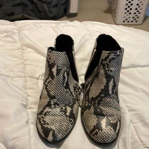 Black and white ankle boots